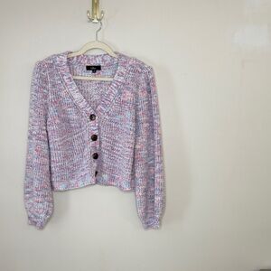 Lulu's Pink and White Knit Cardigan Sweater